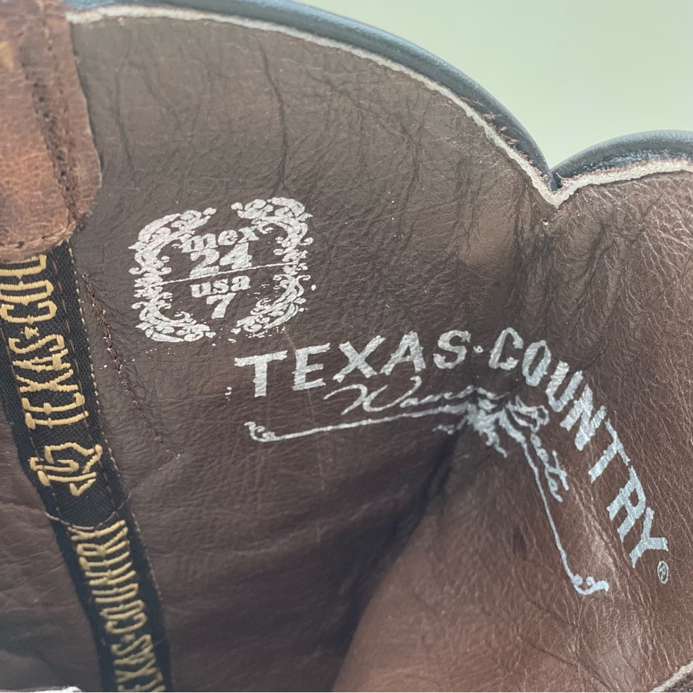 Texas Country Women’s Brown Leather Western Cowboy Boots Pointed Toe Size 7 - Picture 14 of 16